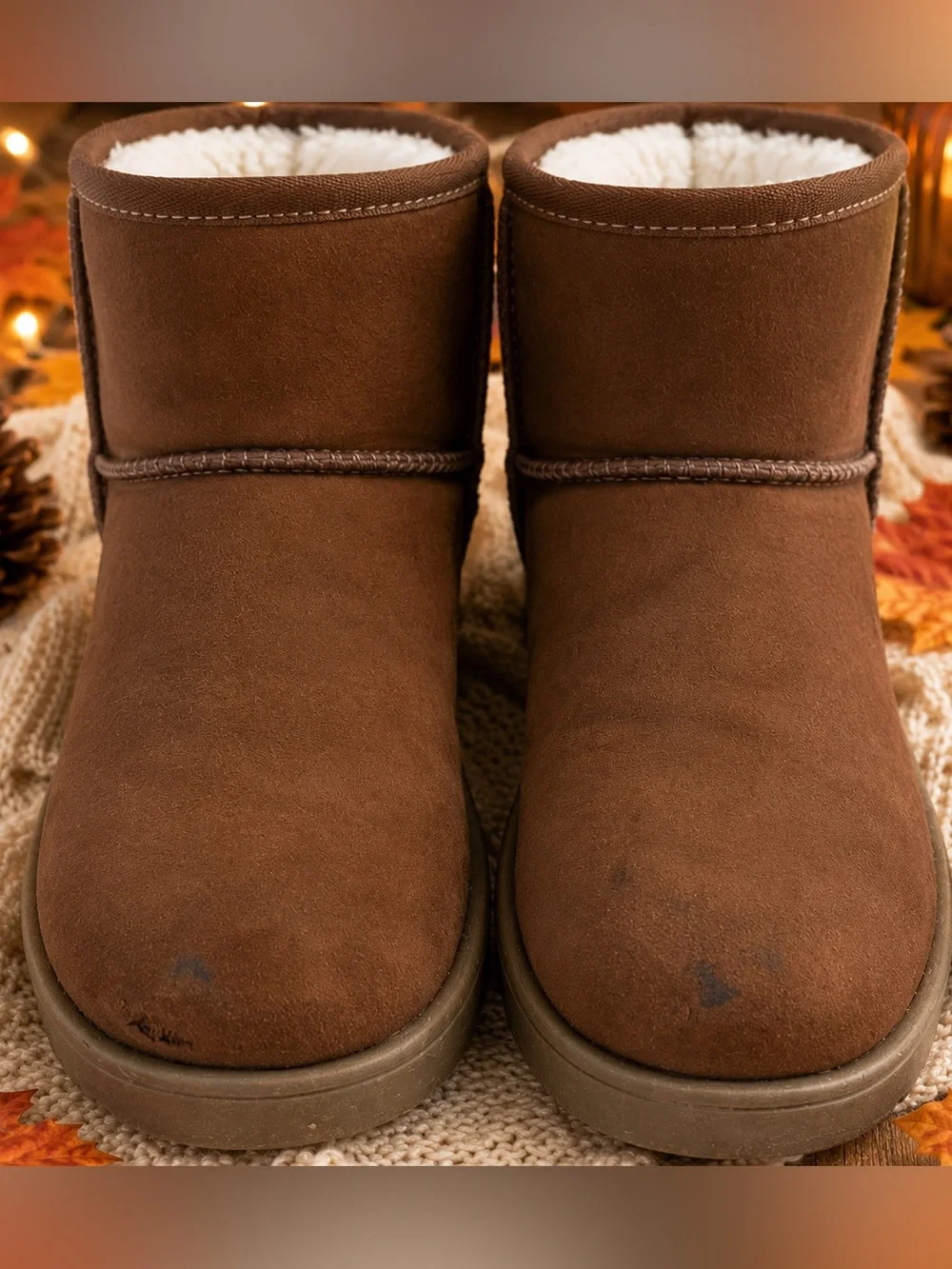 Makalu California Women’s 6.5 Brown Faux Fur Lined Ankle Boots Cozy Slip On